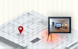 Example of a floor plan integrated with virtual tour navigation indicating user location